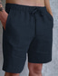 cheap Casual Shorts-Men&#039;s Shorts Linen Shorts Summer Shorts Pocket Drawstring Elastic Waist Plain Comfort Breathable Short Casual Holiday Going out Fashion Streetwear Black White
