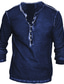 お買い得  メンズカジュアルTシャツ-男性用 ヘンリーシャツ 平織り ヘンリー ストリート バケーション 長袖 衣類 ベーシック デザイナー 現代コンテンポラリー