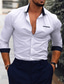 economico Camicie da vestito-Per uomo Camicie Bianco Rosa Blu marino Manica lunga Liscio Collo ripiegabile Primavera &amp; Autunno Matrimonio Ufficio e carriera Abbigliamento