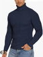billige sweater til mænd-Herre Bluse bluse Rillet Strikke Beskåret Strikket Vanlig Rullekrave Mode Gade udendørs I-byen-tøj Tøj Efterår vinter Vin Sort M L XL