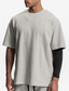 billiga Casual T-shirts för män-Herr T-shirt Oversized skjorta Slät Rund hals Fritids- Semester Kortärmad Kläder Streetwear Stylish Klassisk Stil