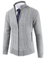 cheap Men&#039;s Cardigan Sweater-Men&#039;s Cardigan Sweater Ribbed Knit Cropped Knitted Plain Standing Collar Warm Ups Modern Contemporary Daily Wear Going out Clothing Apparel Spring &amp;  Fall Blue Gray S M L