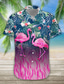 levne Havajské košile-Pánské Košile Havajská košile Květinový Plameňák Grafické tisky Přehnutý Vodní modrá Venkovní Ležérní Krátké rukávy Tlačítko dolů Tisk Oblečení Designové Na běžné nošení Měkké Prodyšné