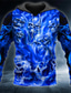 abordables hoodies graphiques-Homme Sweat à capuche Bleu Capuche Crânes Imprimés Photos Imprimer du quotidien Des sports 3D effet Vêtement de rue Design basique Printemps &amp; Automne Vêtement Tenue Pulls Capuche Pulls molletonnés