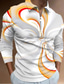 cheap Zip Polo-Men&#039;s Polo Shirt Golf Shirt Optical Illusion Gradient Abstract Graphic Prints Turndown Black White Yellow Blue Orange 3D Print Outdoor Street Long Sleeve Zipper Print Clothing Apparel Sports Fashion