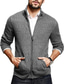 cheap Men&#039;s Cardigan Sweater-Men&#039;s Sweater Cardigan Sweater Zip Sweater Sweater Jacket Ribbed Knit Knitted Plain Stand Collar Fashion Casual Sports Daily Wear Clothing Apparel Spring &amp;  Fall Black Blue M L XL