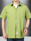 baratos camisas masculinas casuais-Homens Camisas de trabalho camisa de botão camisa de verão Camisa de carga Camisa casual Branco Verde Claro Verde Caqui Azul Escuro Manga Curta Tecido Lapela Ao ar livre Trabalho Bolsos Roupa à moda