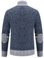 cheap Men&#039;s Cardigan Sweater-Men&#039;s Sweater Cardigan Sweater Zip Sweater Sweater Jacket Ribbed Knit Knitted Color Block Stand Collar Fashion Casual Sports Daily Wear Clothing Apparel Spring &amp;  Fall Black Navy Blue XS S M