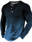 billige grafisk henley-Herre Henley-skjorte T-Shirts Vintage skjorte Mode Designer Bekvem Skjorte Grafisk Hældning Langærmet Skjorte Blå Rød Brun udendørs Afslappet Daglig Henley Forår &amp; Vinter Tøj 3D-udskrivning S M L XL
