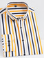 cheap Dress Shirts-Men&#039;s Dress Shirt Striped Square Neck Black / White Sea Blue Black White Yellow Wedding Outdoor Long Sleeve Button-Down Clothing Apparel Fashion Casual Breathable Comfortable