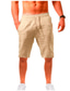 cheap Casual Shorts-Men&#039;s Shorts Linen Shorts Summer Shorts Pocket Drawstring Elastic Waist Solid Color Sports Short Casual Streetwear Hip-Hop ArmyGreen Black Inelastic