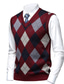cheap Men&#039;s Pullover Sweater-Men&#039;s Sweater Sweater Vest Pullover Ribbed Knit Knitted Plaid V Neck Stylish Casual Daily Wear Vacation Clothing Apparel Spring &amp;  Fall Camel Wine M L XL