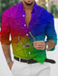 billiga Skjortor med tryck för män-Herr Skjorta Grafiska tryck Geometri Nedvikt Gul Ljusgrön Marinblå Blå Purpur Utomhus Gata Långärmad Button-Down Mönster Kläder Mode Designer Ledigt Mjukt