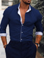 voordelige Nette overhemden-Voor heren Overhemd Strijkijzer Lente &amp; Herfst Lange mouw Zwart Wit Marineblauw Effen Bruiloft Uitgaan Kleding