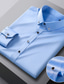 abordables Chemises Habillées-Homme Chemise Chemise Satiné Plein Col rabattu Azur Bleu Clair Vin Noir Blanche Mariage Extérieur manche longue Bouton bas Vêtement Tenue Coton Mode Casual Respirable Confortable