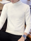 billige sweater til mænd-Herre Bluse Pullover trøje Rillet Strikke Strikket Vanlig Mock hals Stilfuld Afslappet Dagligdagstøj Ferierejse Tøj Forår &amp; Vinter Sort Hvid M L XL