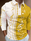 billiga Grafisk polo-Herr POLO Shirt Golftröja Noteringar Nedvikt Svartvit Gul Rubinrött Blå Orange 3D-tryck Utomhus Gata Långärmad Dragkedja Mönster Kläder Mode Ledigt Andningsfunktion