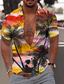 Недорогие Гавайские рубашки-Муж. Рубашка Гавайская рубашка Кокосовая пальма Пейзаж Алоха Отложной Белый + красный Светло-лиловый Лиловый Оранжевый Цвет радуги С принтом на открытом воздухе Для улицы С короткими рукавами