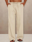 cheap Casual Pants-Men&#039;s Linen Pants Trousers Summer Pants Pocket Drawstring Elastic Waist Plain Outdoor Daily Going out Linen / Cotton Blend Streetwear Stylish Black White
