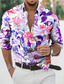 voordelige Overhemden met print voor heren-Voor heren Overhemd Hawaiiaans overhemd Grafisch Bloemig Hawaii Aloha Ontwerp Strijkijzer Zwart / Wit Rood blauw Paars Groen Print Dagelijks Feestdagen Lange mouw 3D-afdrukken Button-omlaag Kleding
