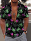 Недорогие Гавайские рубашки-Муж. Рубашка Летняя рубашка Гавайская рубашка Графика Гавайский Алоха Листья Дизайн Отложной Черный / Белый Черный Лиловый Зеленый Светло-серый С принтом на открытом воздухе Для улицы