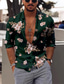 ieftine Cămașă Hawaiană-Bărbați Cămașă Cămașă hawaiană Floral Guler Negru Roșu-aprins Verde Închis Mov Gri Închis În aer liber Stradă Manșon Lung Buton în jos Imprimeu Îmbrăcăminte Modă Designer Casual Respirabil