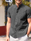 abordables camisas casuales de los hombres-Hombre camisa de lino Camisa de verano Negro Blanco Azul Marino Manga Corta Plano Cuello Verano Casual Diario Ropa Bolsillo delantero
