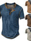 billige grunnleggende henley-Herre Vaffel Henley-skjorte T-skjorter Rutet Henley Klær 3D-utskrift utendørs Avslappet Kortermet Knapp Mote Designer Bekvem