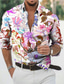 tanie Męskie koszule z nadrukiem-Męskie Koszula Koszula hawajska Graficzny Kwiaty Hawajskie Aloha Wzór Wieczorne czarny / biały Czerwony Niebieski Fioletowy Zielony Nadruk Codzienny Święto Długi rękaw Druk 3D Przycisk w dół Odzież