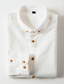 Χαμηλού Κόστους ανδρικά πουκάμισα casual-Ανδρικά λινό πουκάμισο Πουκάμισο Λευκό Αιτιώδης συνάφεια Καθημερινά 3/4 Μήκος Μανικιού Ρούχα Λινό Πουκάμισα
