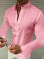 tanie męskie koszule casual-Męskie Koszula Jednokolorowe Stójka Czarny Biały Rumiany róż Wino Granatowy Druk 3D Na zewnątrz Ulica Długi rękaw Przycisk w dół Odzież Moda Designerskie Codzienny Oddychający