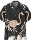 voordelige Hawaiiaanse overhemden-Voor heren Overhemd Hawaiiaans overhemd Flamingo Grafische prints Bladeren Strijkijzer Zwart Casual Hawaii Korte mouw Afdrukken Button-omlaag Kleding Tropisch Modieus Hawaii Zacht