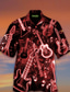 Недорогие Гавайские рубашки-Муж. Рубашка Гавайская рубашка Графика Гавайский Алоха Музыкальный инструмент Дизайн Отложной Сине-зеленый Черный Красный Лиловый Зеленый 3D печать Праздники С короткими рукавами 3D С принтом Одежда