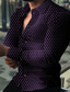 billiga Skjortor med tryck för män-Herr Skjorta Grafisk Geometrisk Nedvikt Svart Armégrön Marinblå Purpur Brun Tryck Dagligen Helgdag Långärmad 3D-utskrift Button-Down Kläder Mode Designer Ledigt Andningsfunktion