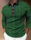 tanie klasyczna koszulka polo-Męskie Koszulka polo Koszula golfowa Wzory graficzne Wieczorne Wino Granatowy Niebieski Brązowy Zielony Na zewnątrz Ulica Długi rękaw Przycisk w dół Nadruk Odzież Moda Moda miejska Designerskie