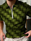 billiga Pikétröja med 3d dragkedja-Herr POLO Shirt Golftröja Zip Polo Grafiska tryck Geometri Nedvikt Svart Vin Marinblå Blå Grön Utomhus Gata Kort ärm Dragkedja Mönster Kläder Mode Designer Ledigt Andningsfunktion