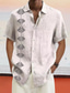 billige fritidsskjorter for menn-Herre linskjorte Sommerskjorte Aftæpning Sommer Kortermet Hvit Rosa Blå Grafiske trykk Avslappet Daglig Klær Trykt mønster