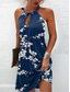 cheap Print Floral Dresses-Women&#039;s Summer Dress Halter Neck Dress Print Dress Active Fashion Streetwear Outdoor Vacation Daily Regular Fit Paisley Sleeveless Halter Neck Yellow Royal Blue Blue Dark Blue Summer Spring