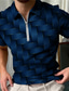 baratos Polo com zíper 3D-Homens Camiseta Polo Camisa de golfe Polo com zíper Estampas Abstratas Geometria Aberto para a Lateral Preto Vinho Azul Marinha Azul Verde Ao ar livre Rua Manga Curta Zíper Imprimir Roupa Moda