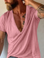 billiga Casual T-shirts för män-Herr T-shirt Slät V-hals Gata Sport Kortärmad Kläder Mode Designer Ledigt Bekväm