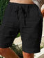 cheap Linen Shorts-Men&#039;s Shorts Linen Shorts Summer Shorts Pocket Drawstring Elastic Waist Plain Outdoor Daily Going out Streetwear Stylish Black White