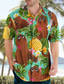 billige herre 3d skjorter-Herre Skjorte Hawaii skjorte Grafisk skjorte Aloha skjorte Blomstret Ananas Frø Aftæpning Olivengrøn Rødgrøn Lyserød Rød Blå 3D-udskrivning udendørs Gade Kortærmet Knap ned Tøj Hawaiiansk Designer