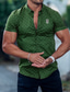 baratos camisas masculinas casuais-Homens Camisa Social camisa de verão Poá Aberto para a Lateral Azul Marinha Fúcsia Verde Rua Casual Manga Curta Botão para baixo Roupa Moda Casual Confortável