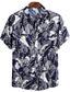 Недорогие Гавайские рубашки-Муж. Рубашка Гавайская рубашка Кнопка рубашка Летняя рубашка Повседневная рубашка Черный Белый Темно-синий Красный С короткими рукавами Графика тропический Отложной Повседневные Отпуск С принтом
