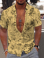 tanie Koszule hawajskie-Męskie Koszula Letnia koszula Koszula hawajska Graficzny Kwiaty Liście Wieczorne Żółty Jasnozielony Niebieski Jasnofioletowy Fioletowy Nadruk Na zewnątrz Ulica Krótkie rękawy Przycisk w dół Nadruk