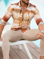 billige mænds fritidsskjorter-Herre Button Up skjorte Sommer skjorte Casual skjorte Orange Langærmet Farveblok Aftæpning Gade Ferierejse Knap ned Tøj Mode Fritid