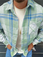 billiga Tjocka skjortor-Herr Skjorta Flanellskjorta Skjorta jacka Pläd / Rutig Nedvikt Mörkgrå+röd Purpur Gata Dagligen Långärmad Button-Down Kläder Grundläggande Mode Ledigt Bekväm