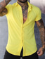 baratos camisas masculinas casuais-Homens Camisa Social camisa de botão Camisa casual camisa de verão Preto Branco Amarelo Rosa Azul Marinho Escuro Manga Curta Tecido Aberto para a Lateral Rua Diário Roupa Moda Casual Confortável