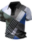 voordelige 3D-ritspolo-Voor heren POLO Shirt Golfshirt Polo met rits Ruitjes Gestreept Grafische prints Geometrie Strijkijzer Lichtgeel Geel Rood blauw Groen Buiten Straat Korte Mouw Vetoketju Afdrukken Kleding Modieus