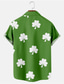 tanie Koszule hawajskie-Męskie Koszula Koszula hawajska Dzień Świętego Patryka Dzień Św. Patryka Malachitowy Wieczorne Zielony Ulica Codzienny Krótkie rękawy Przycisk w dół Nadruk Odzież Sport Moda Moda miejska Designerskie